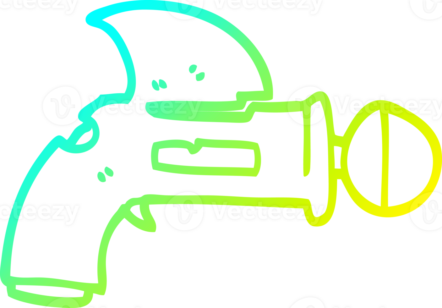 cold gradient line drawing of a cartoon ray gun png