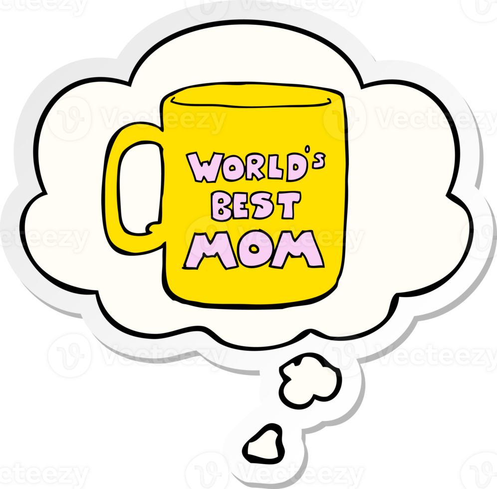 worlds best mom mug with thought bubble as a printed sticker png