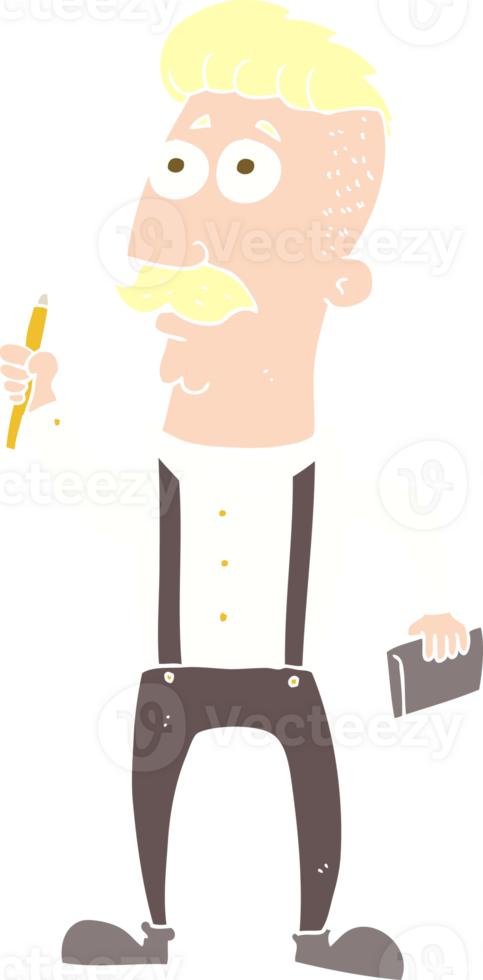 flat color illustration of man with notebook png