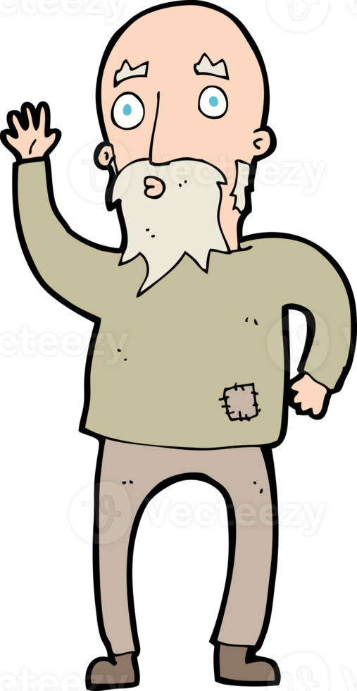 cartoon old man waving png