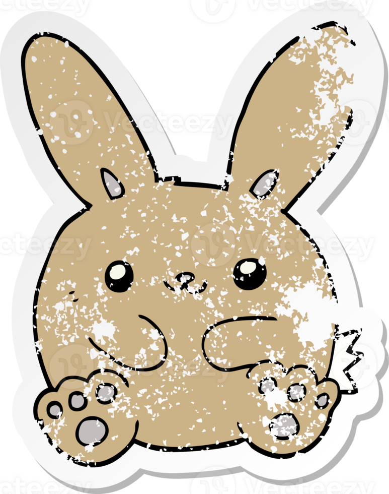 distressed sticker of a cartoon rabbit png