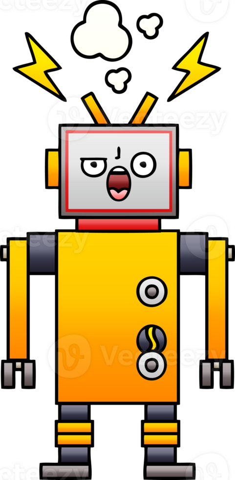 gradient shaded cartoon of a broken robot png