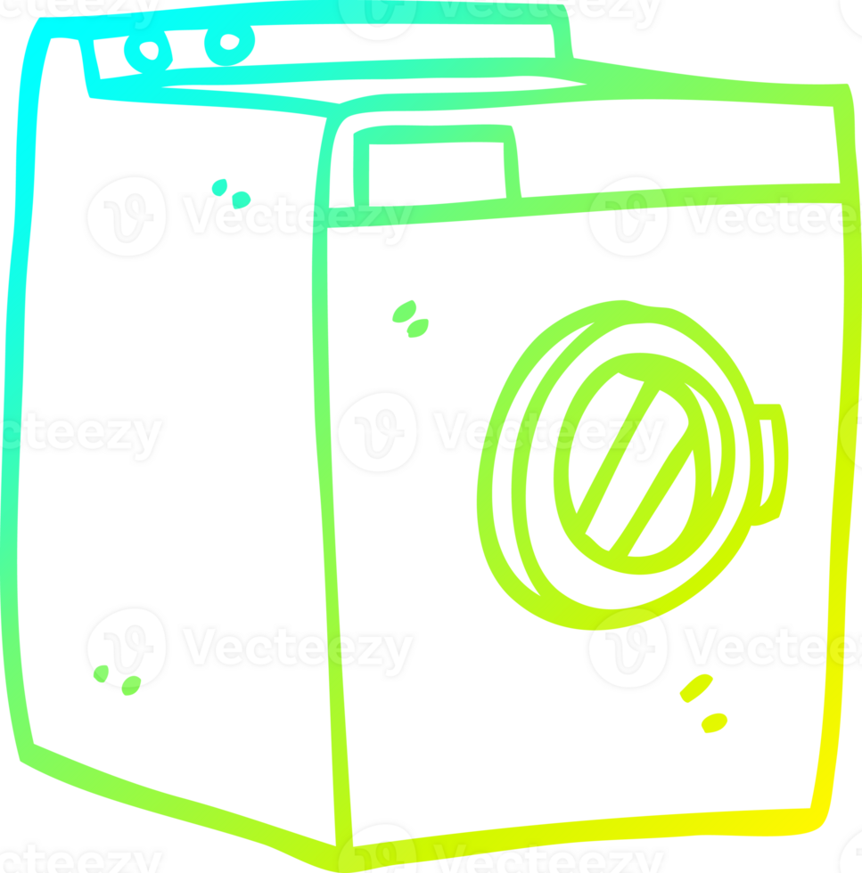 cold gradient line drawing of a cartoon washing machine png