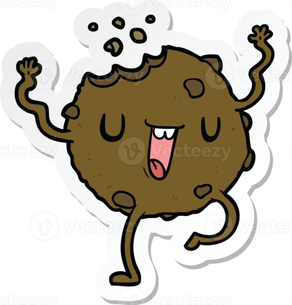 sticker of a cartoon dancing cookie png