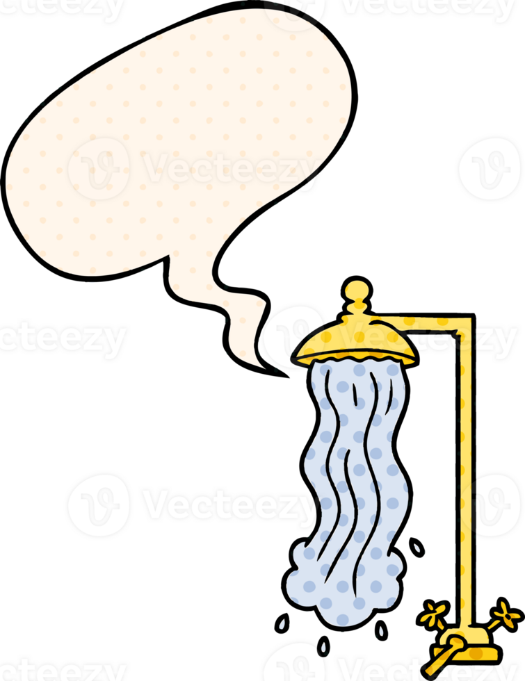 tecknad serie dusch med Tal bubbla i komisk bok stil png
