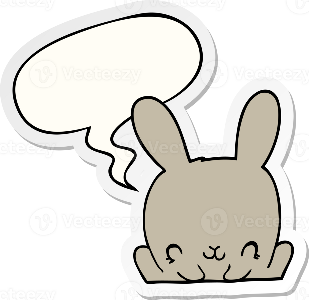 cartoon rabbit with speech bubble sticker png