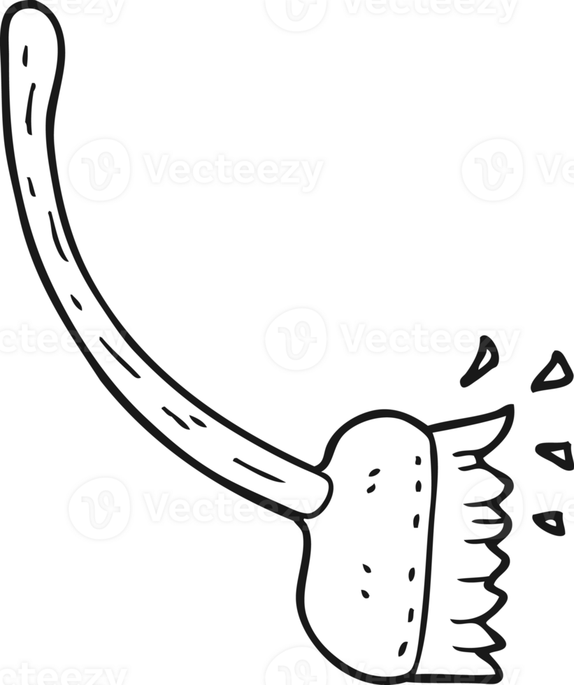 hand drawn black and white cartoon sweeping brush png