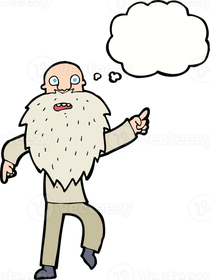 cartoon stressed old man with thought bubble png