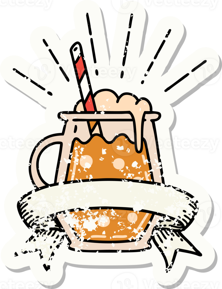 worn old sticker of a tattoo style ginger beer png