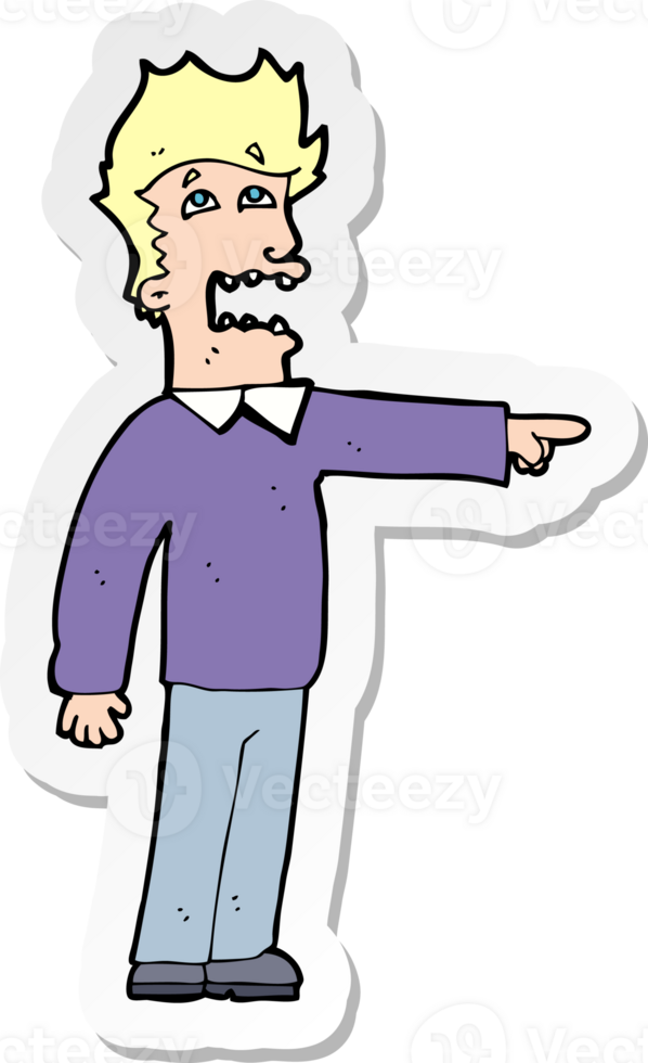 sticker of a cartoon man accusing png