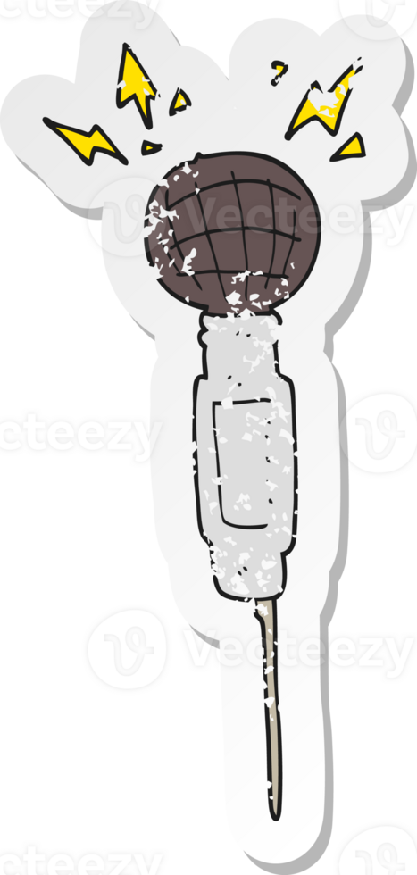 retro distressed sticker of a cartoon microphone png