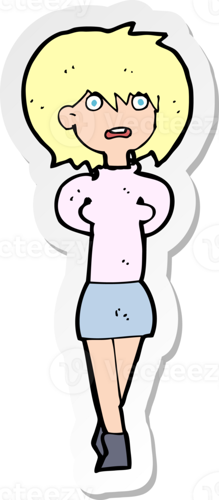 sticker of a cartoon shocked woman png