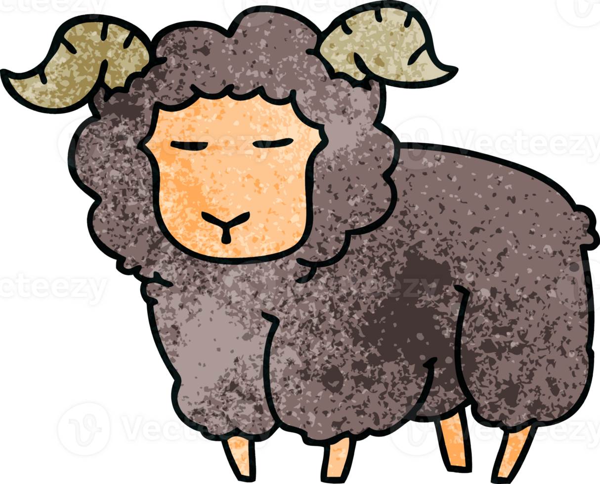 hand drawn quirky cartoon ram png