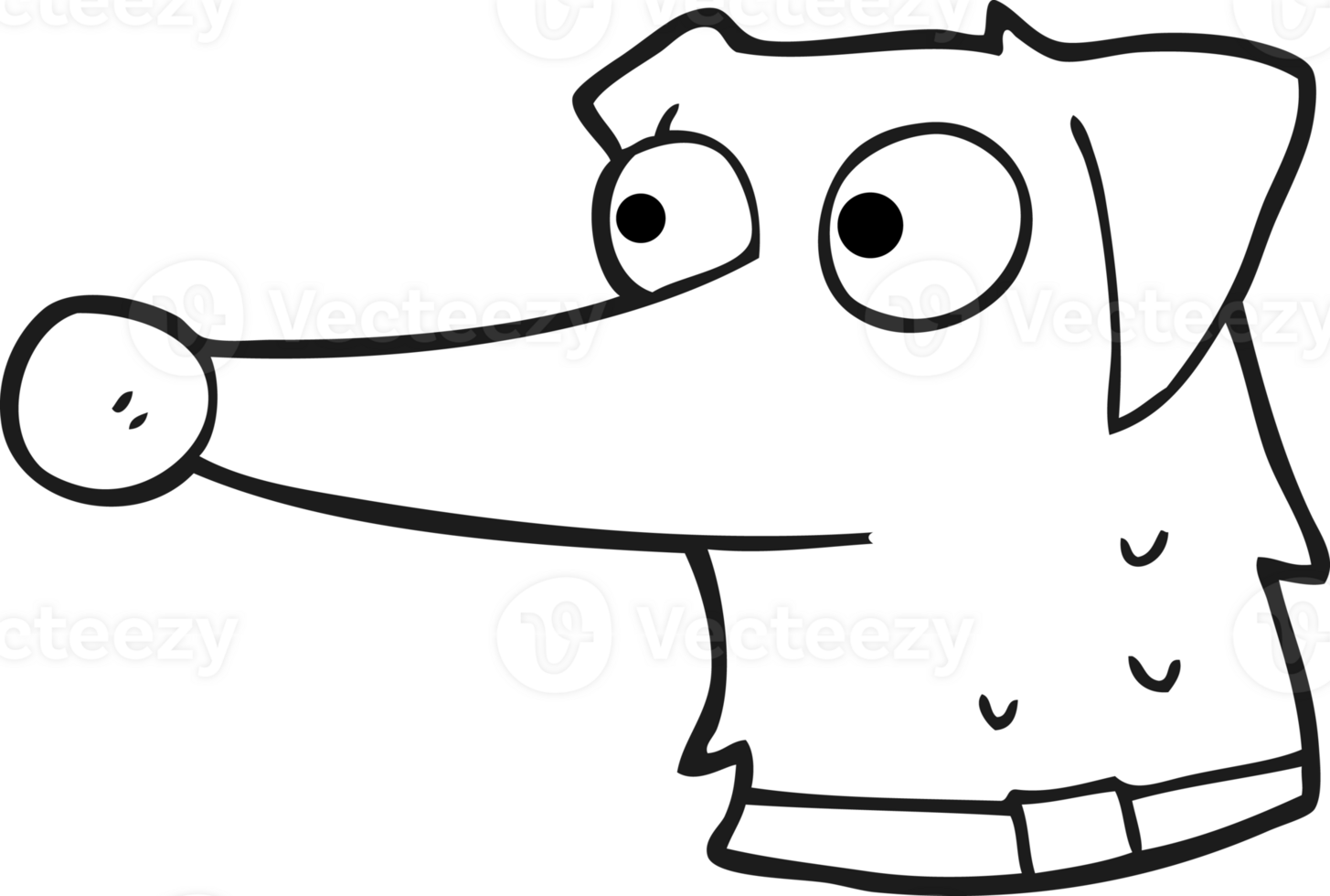 hand drawn black and white cartoon dog with collar png
