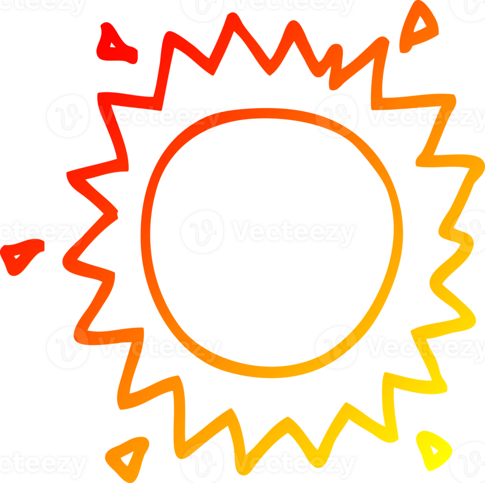warm gradient line drawing of a cartoon sun png