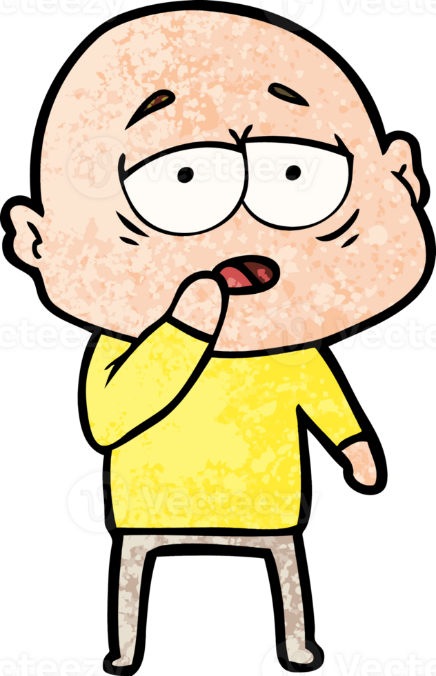 cartoon tired bald man png