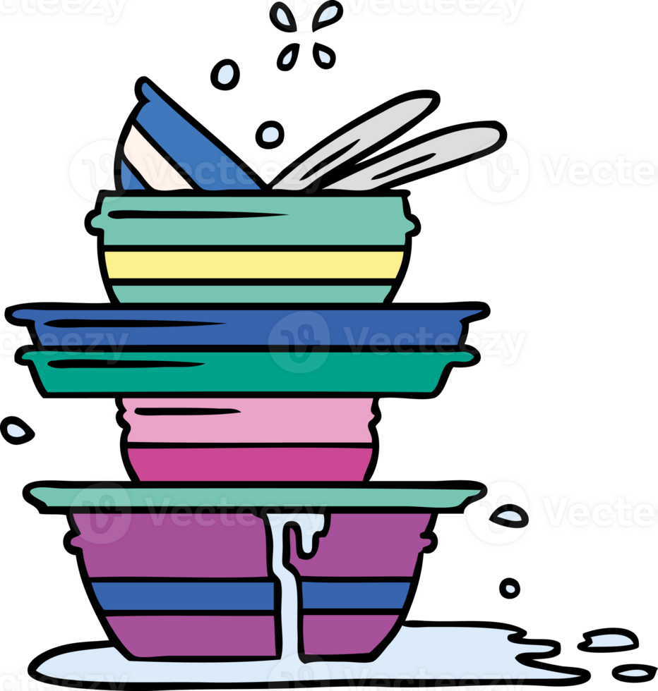 hand drawn cartoon doodle of a stack of dirty plates png