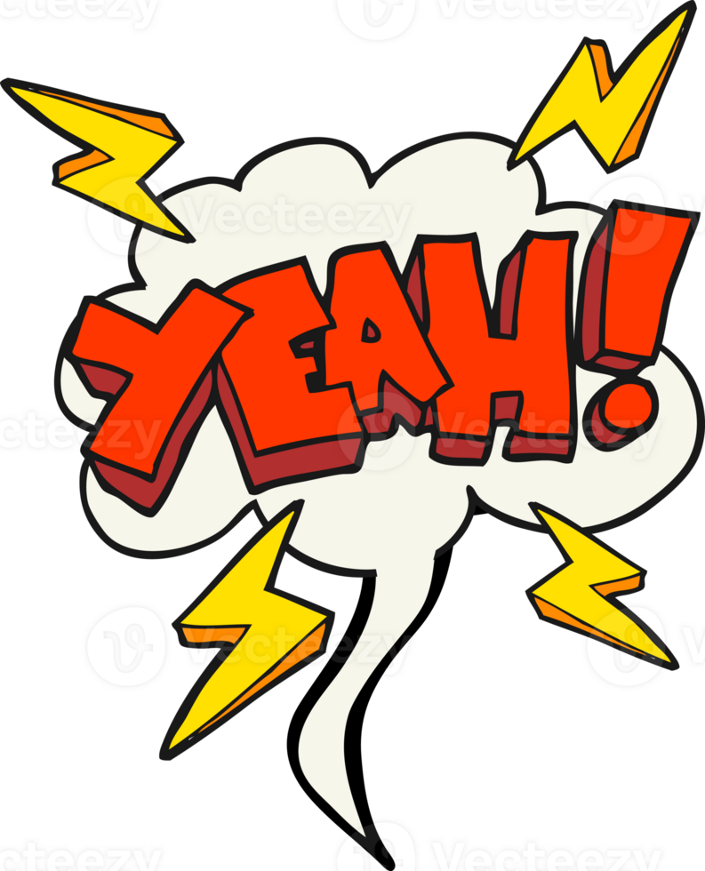 Yeah  hand drawn speech bubble cartoon symbol png