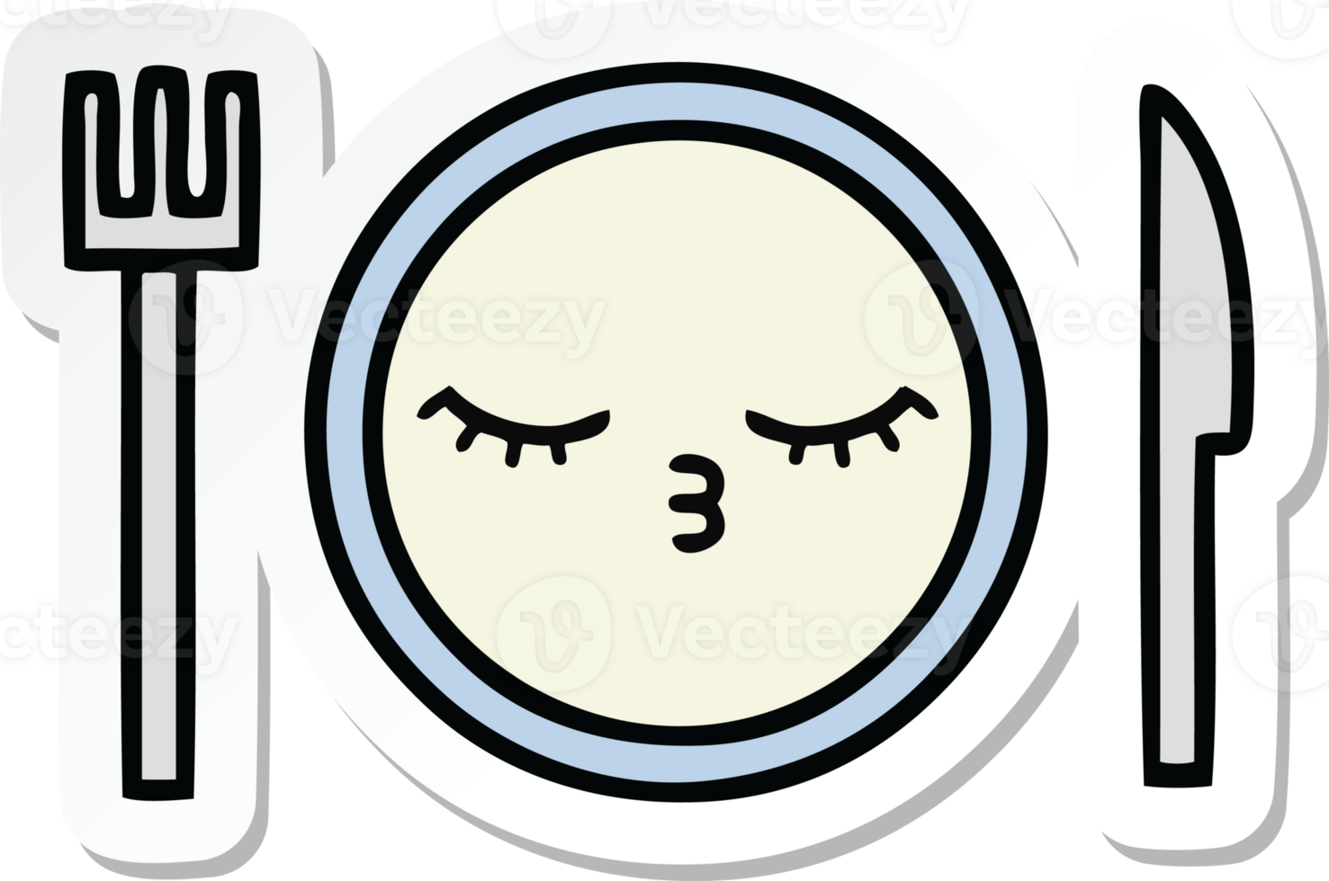 sticker of a cute cartoon dinner plate png