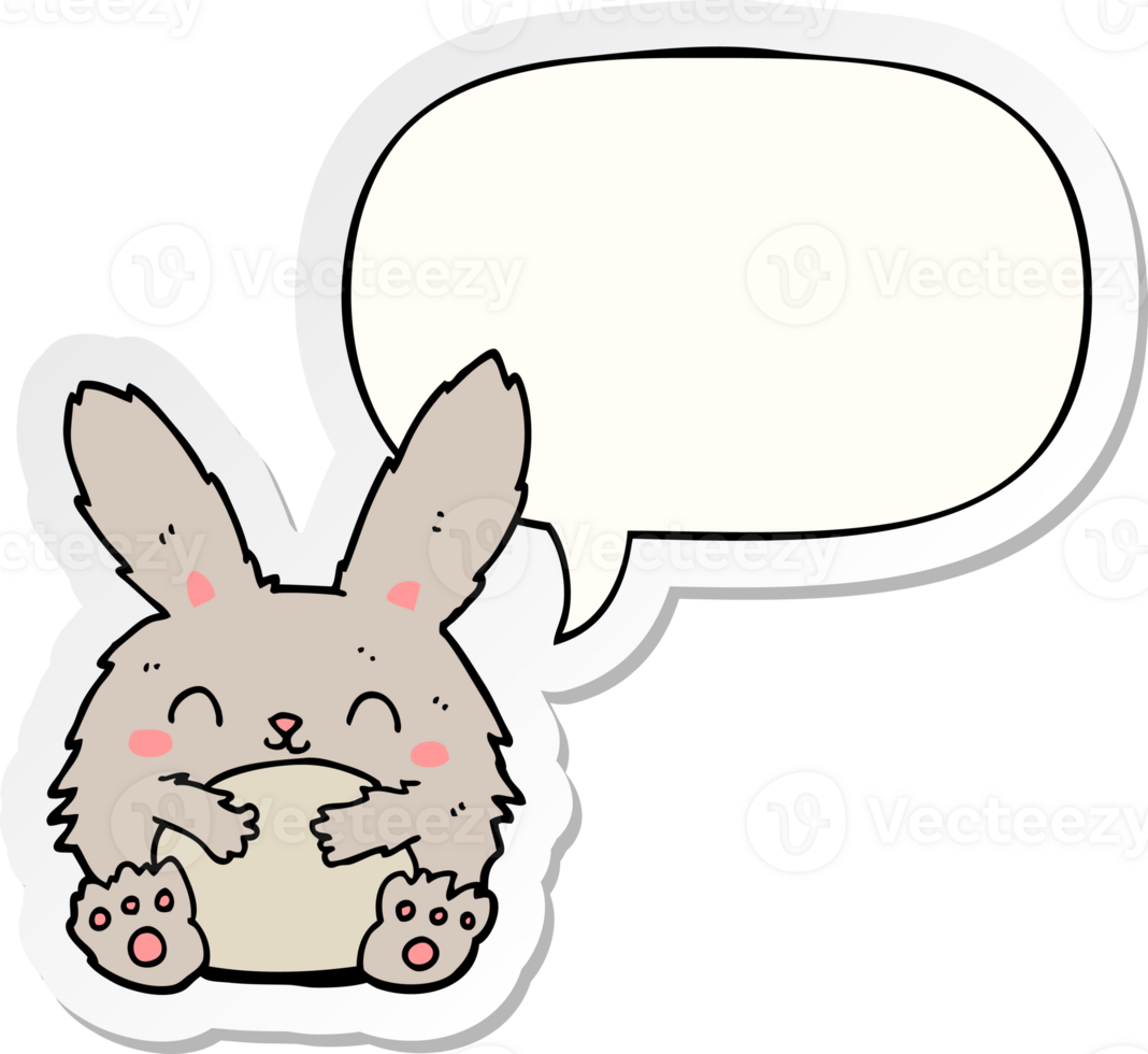 cute cartoon rabbit with speech bubble sticker png