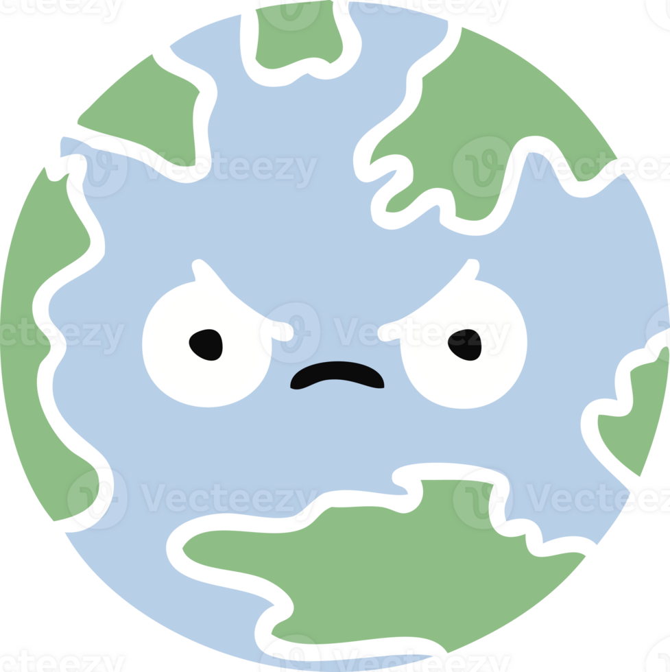 flat color retro cartoon of a planet earth png