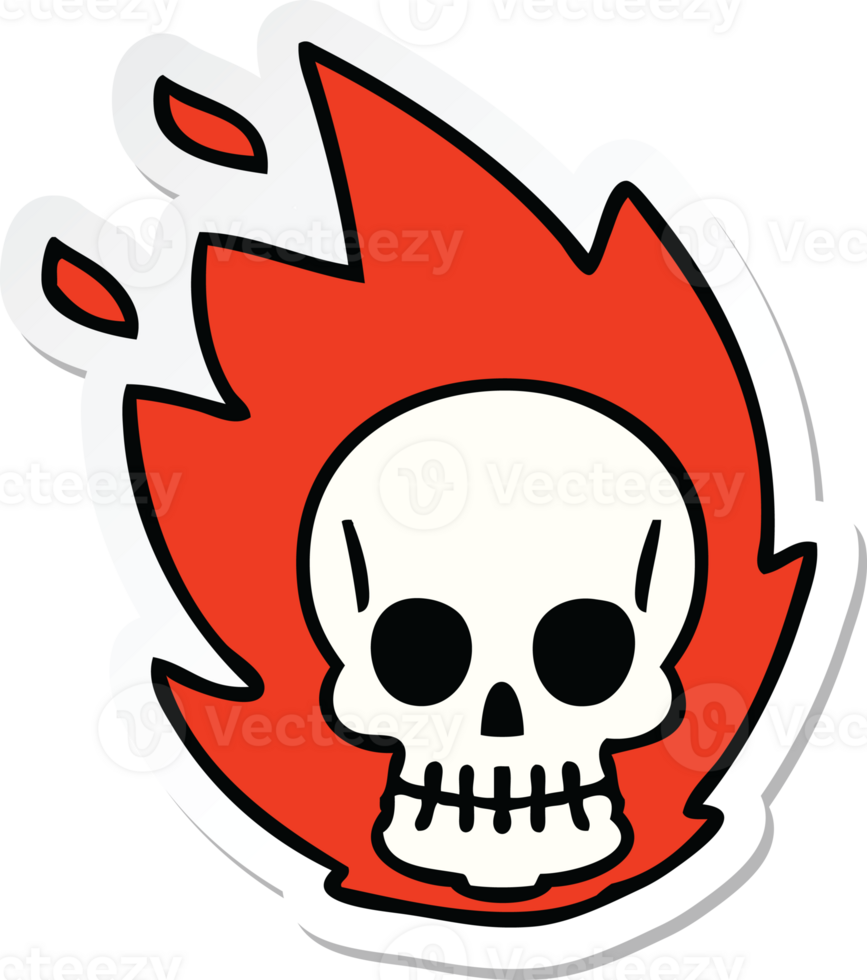 sticker of a quirky hand drawn cartoon skull png