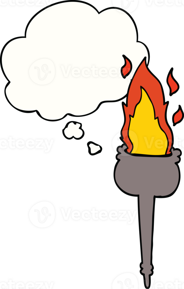 cartoon flaming chalice with thought bubble png