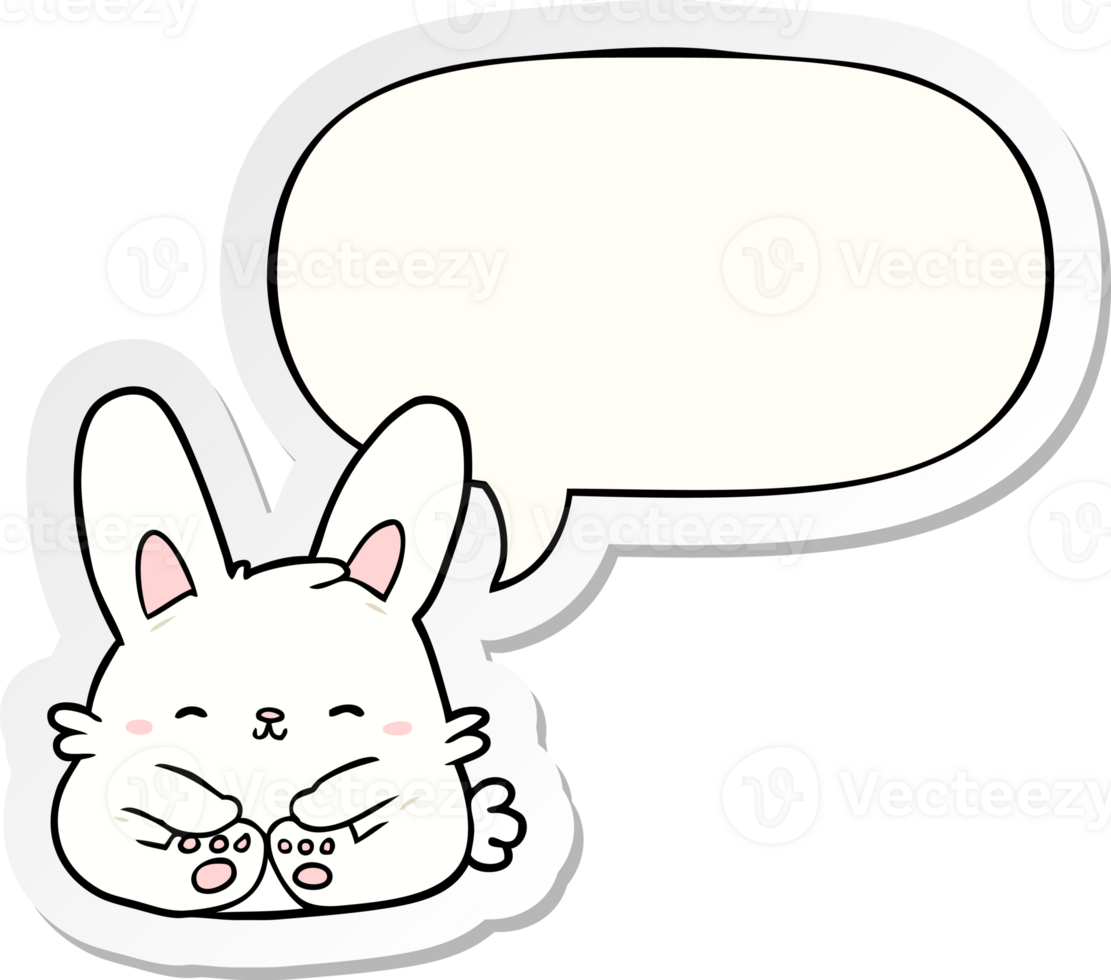 cute cartoon bunny rabbit with speech bubble sticker png