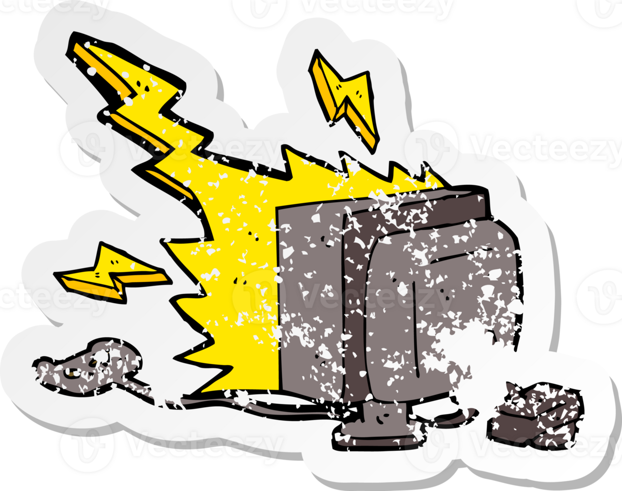 retro distressed sticker of a cartoon computer game png
