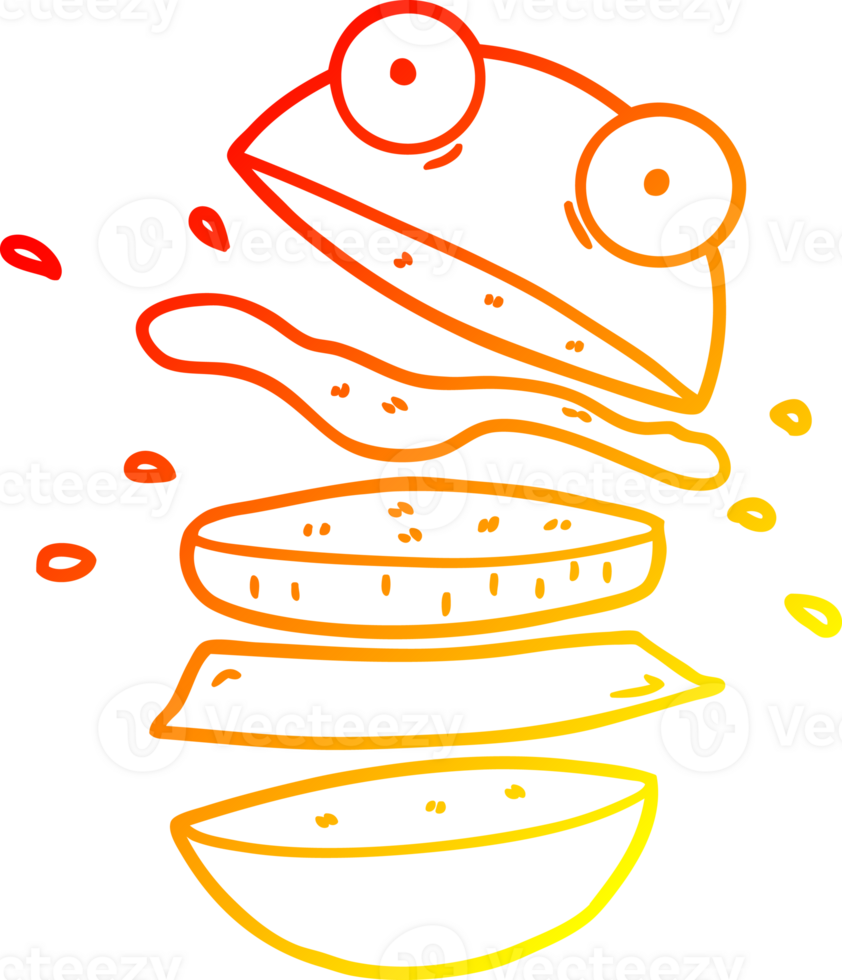 warm gradient line drawing of a cartoon amazing burger png