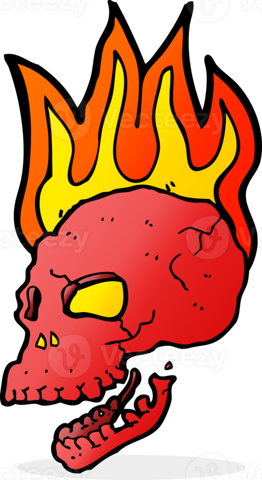 cartoon flaming skull png