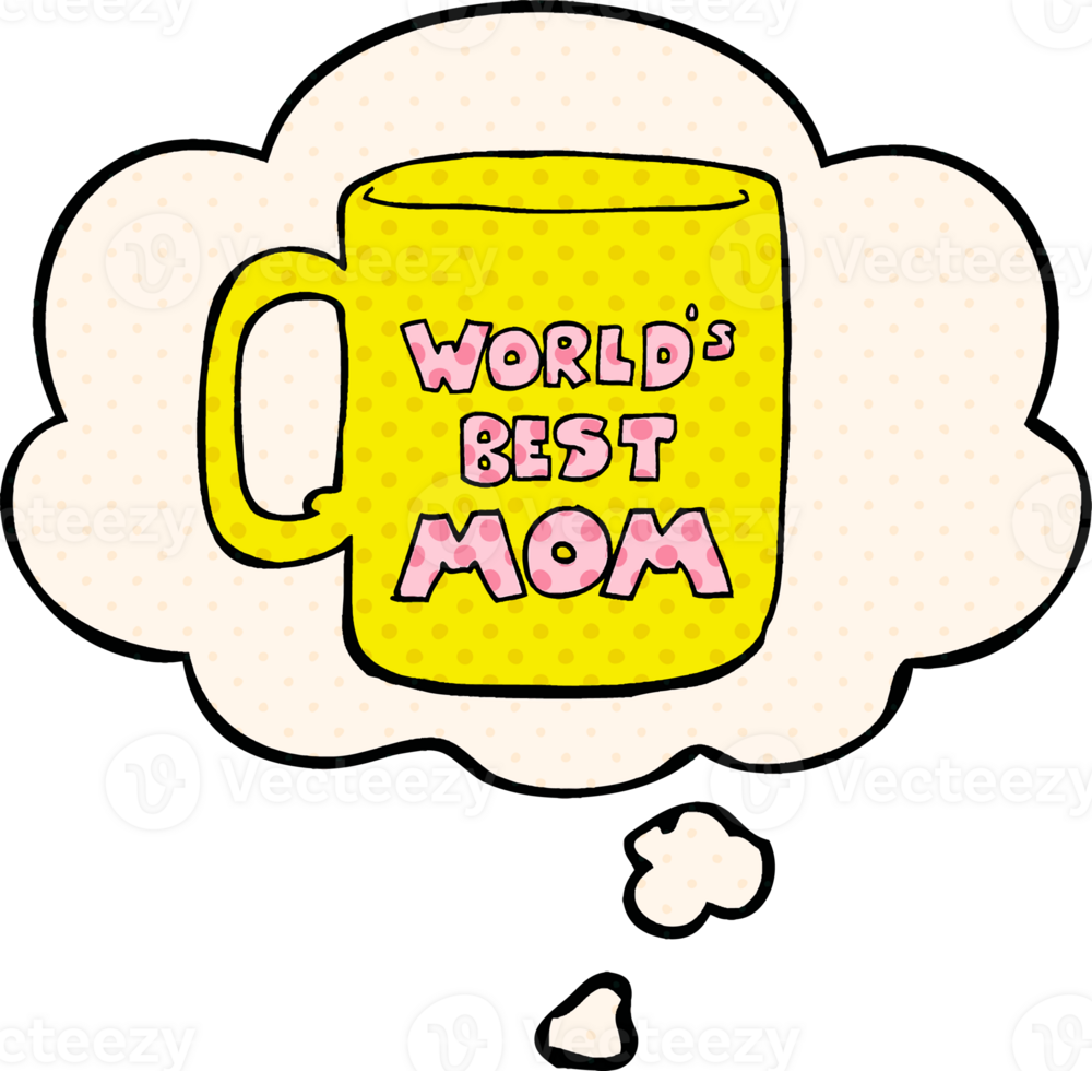 worlds best mom mug with thought bubble in comic book style png