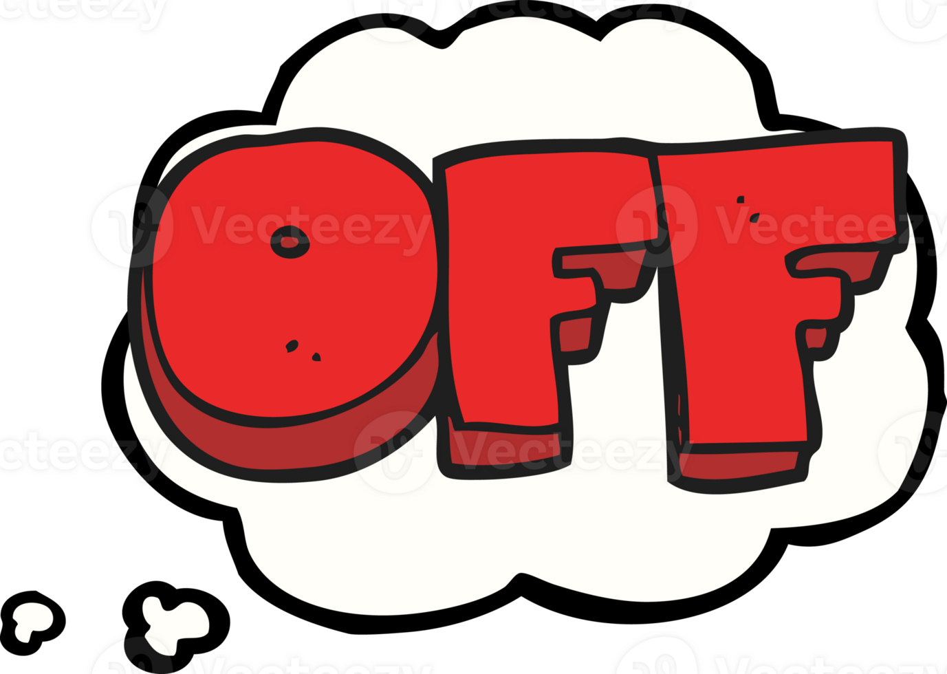 hand drawn thought bubble cartoon off sign png
