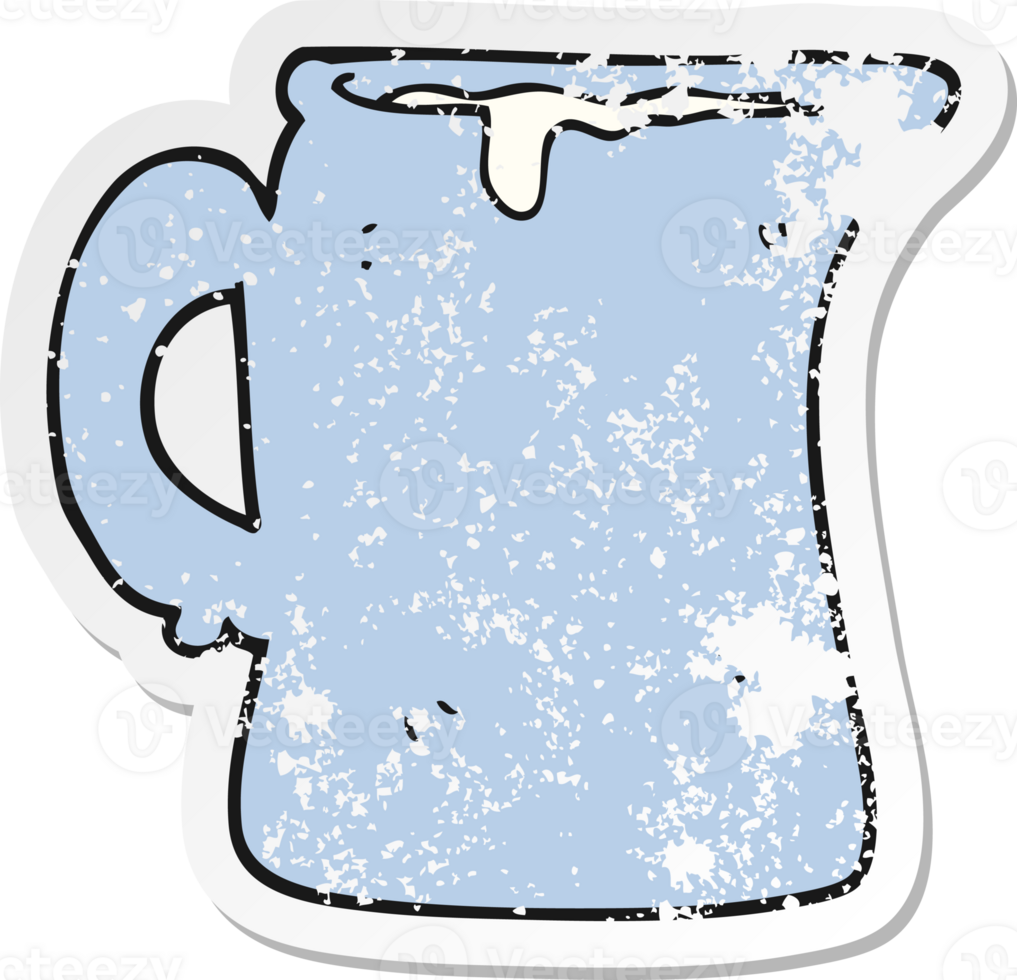 retro distressed sticker of a cartoon milk jug png