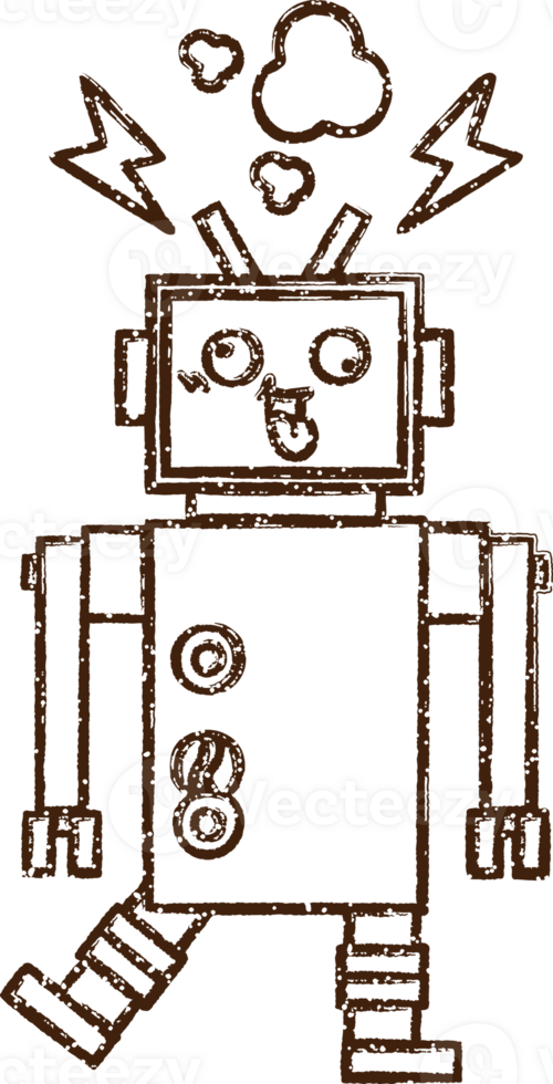 Robot Charcoal Drawing png