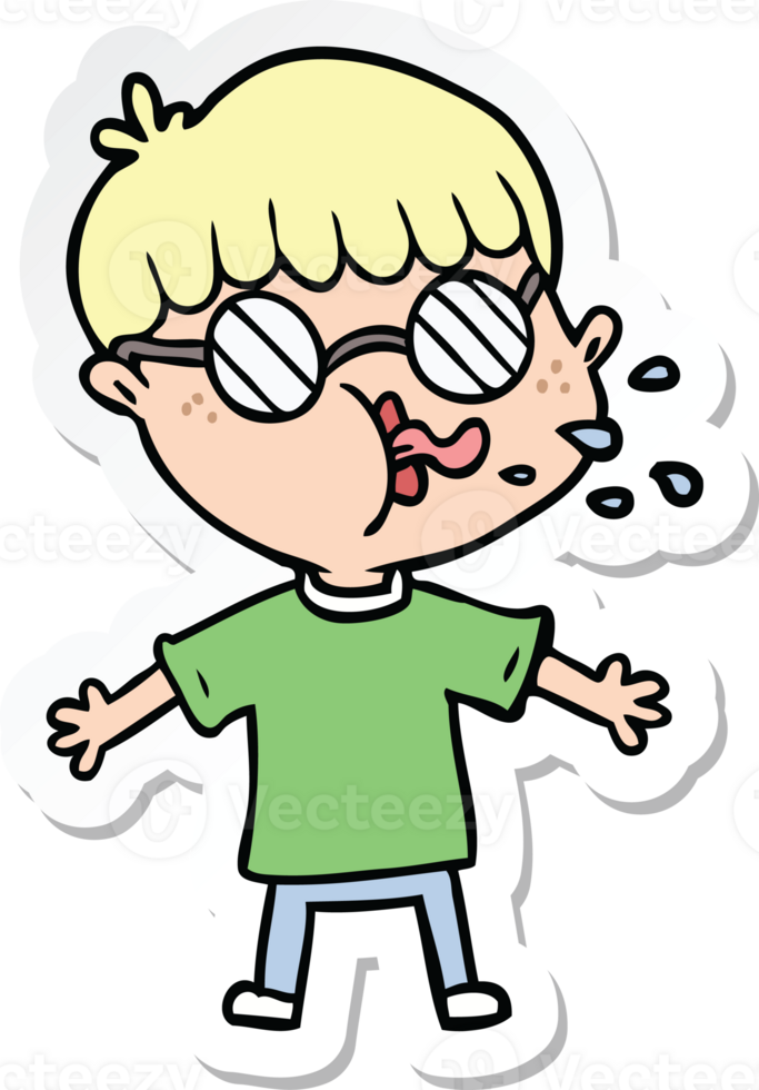 sticker of a cartoon boy wearing spectacles png