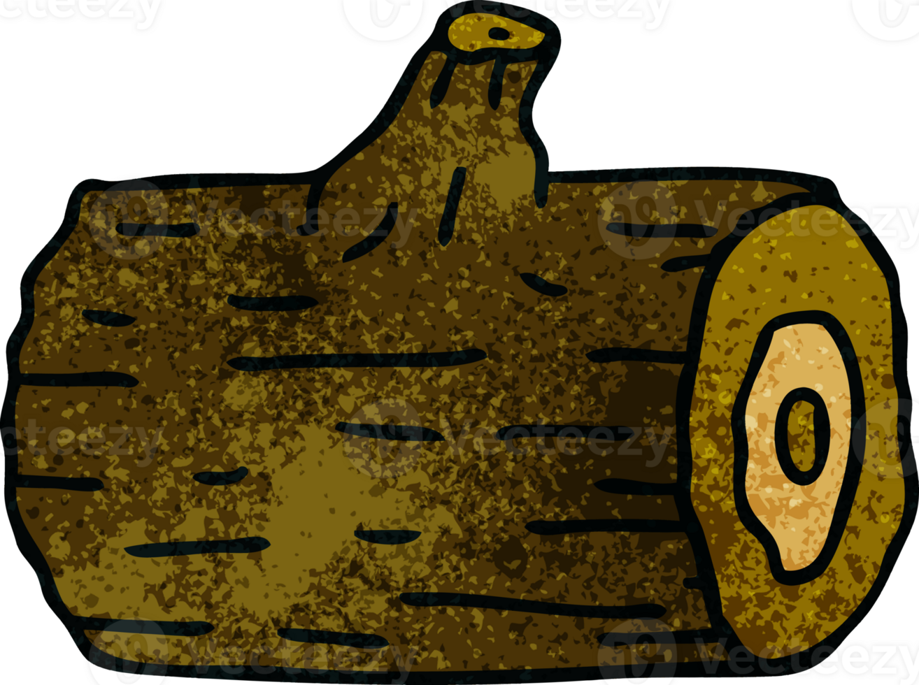 hand drawn quirky cartoon wooden log png