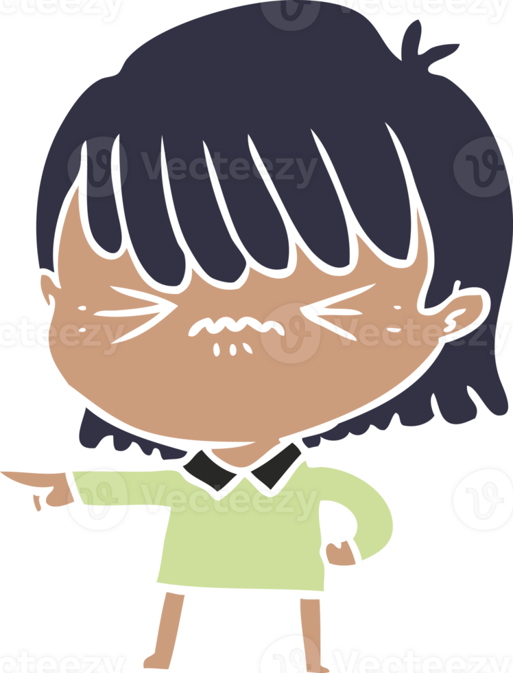 annoyed flat color style cartoon girl making accusation png