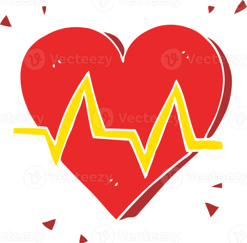 flat color illustration of heart rate png
