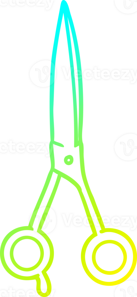 cold gradient line drawing of a cartoon barber scissors png
