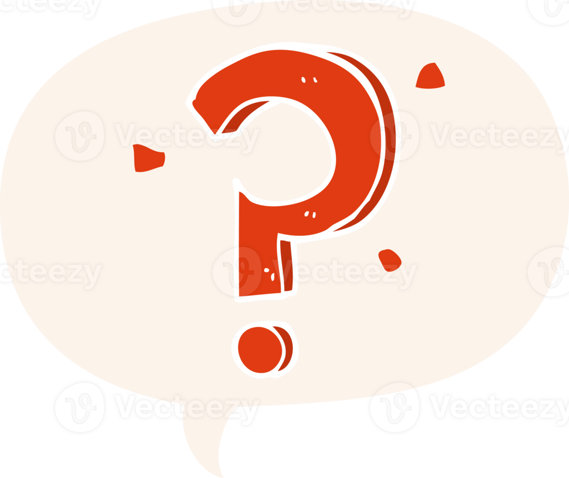 cartoon question mark with speech bubble in retro style png