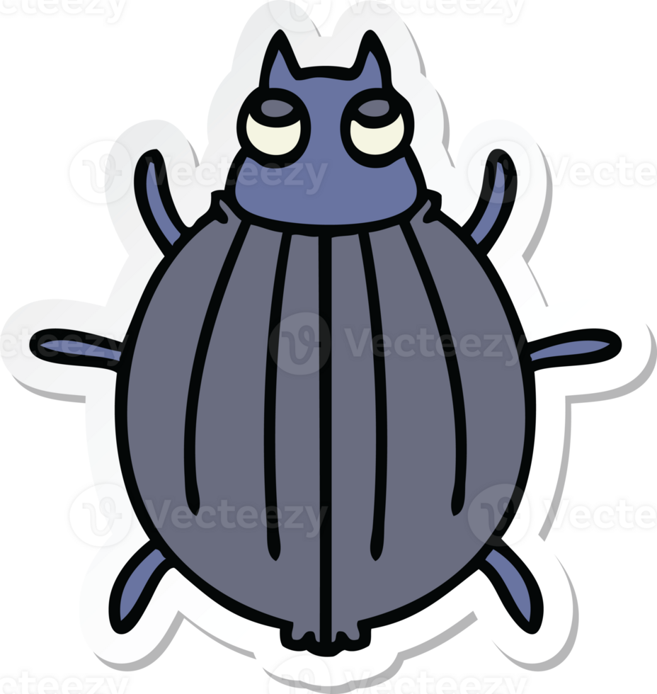 sticker of a quirky hand drawn cartoon beetle png