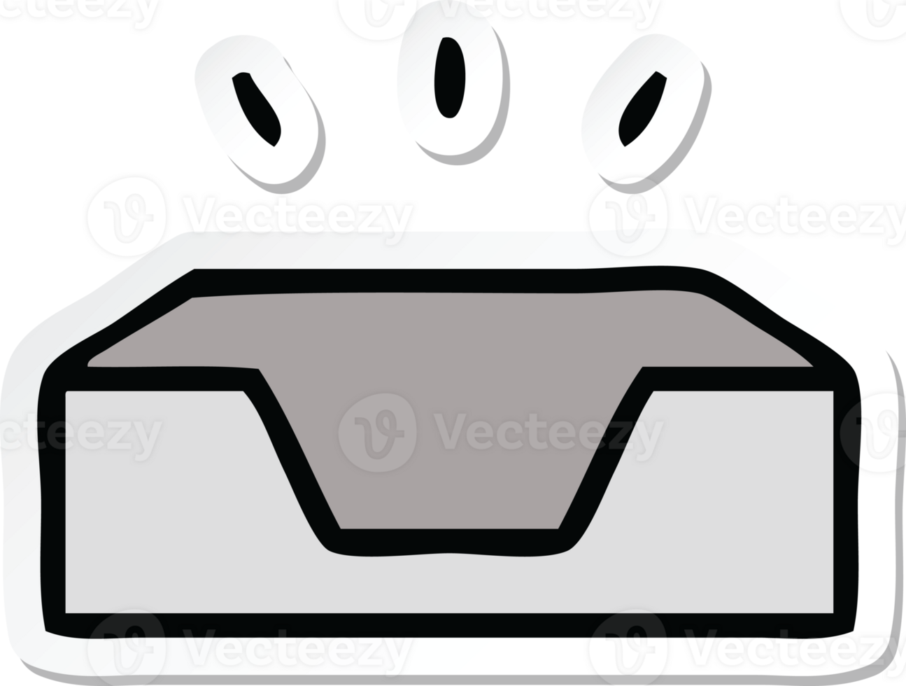 sticker of a cute cartoon empty in tray png