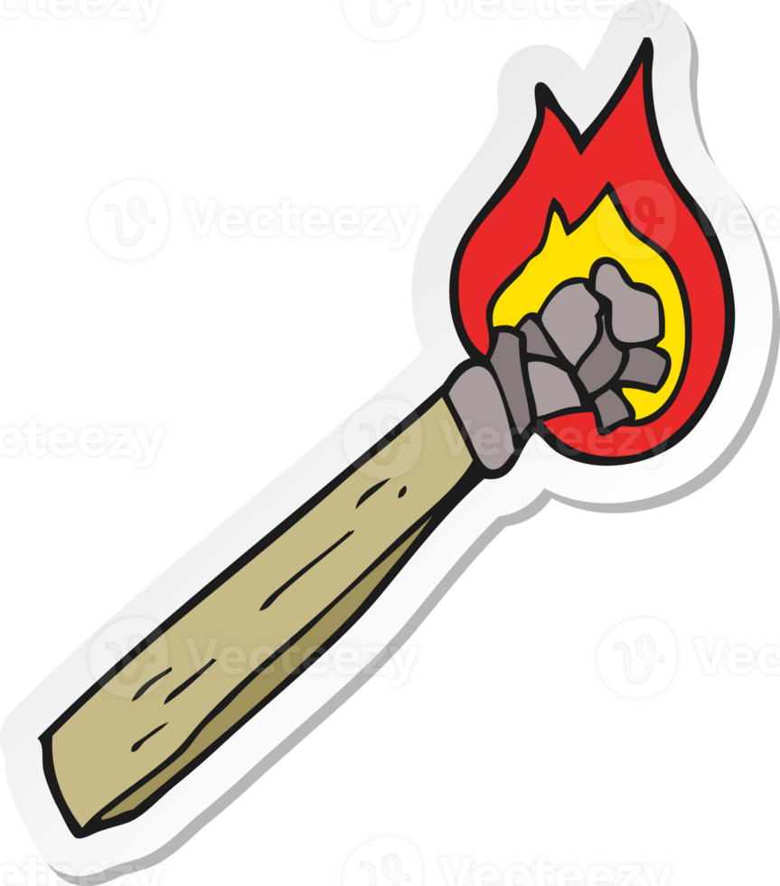 sticker of a cartoon burning wood torch png