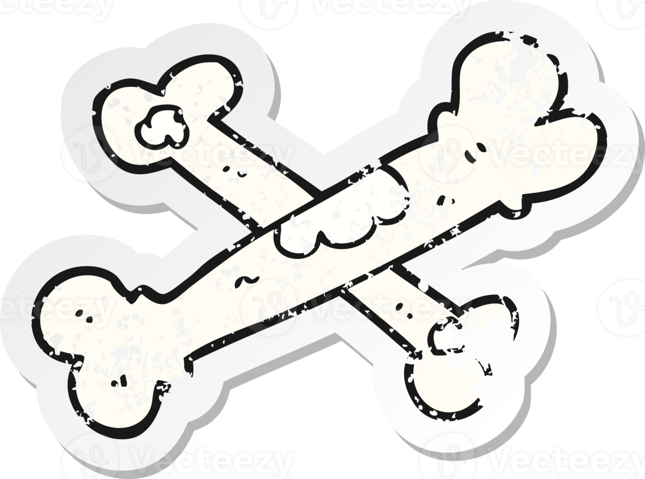 retro distressed sticker of a cartoon old bones png