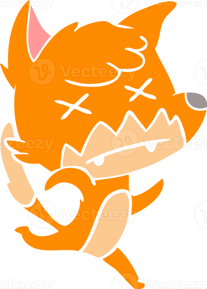flat color style cartoon cross eyed fox png