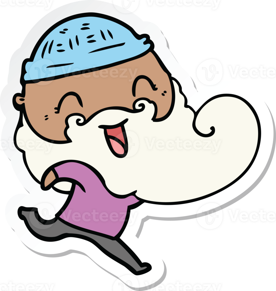 sticker of a happy bearded man png