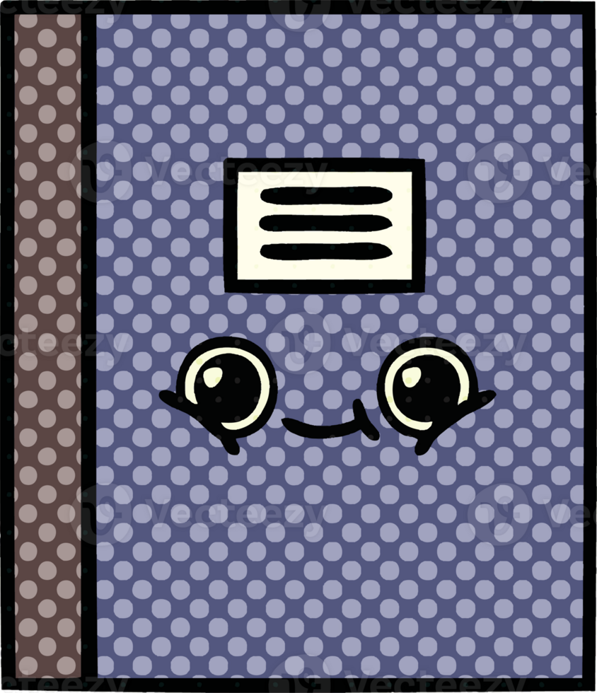 comic book style cartoon of a notebook png