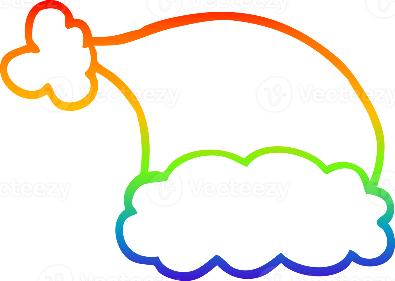 rainbow gradient line drawing of a cartoon elf hat png
