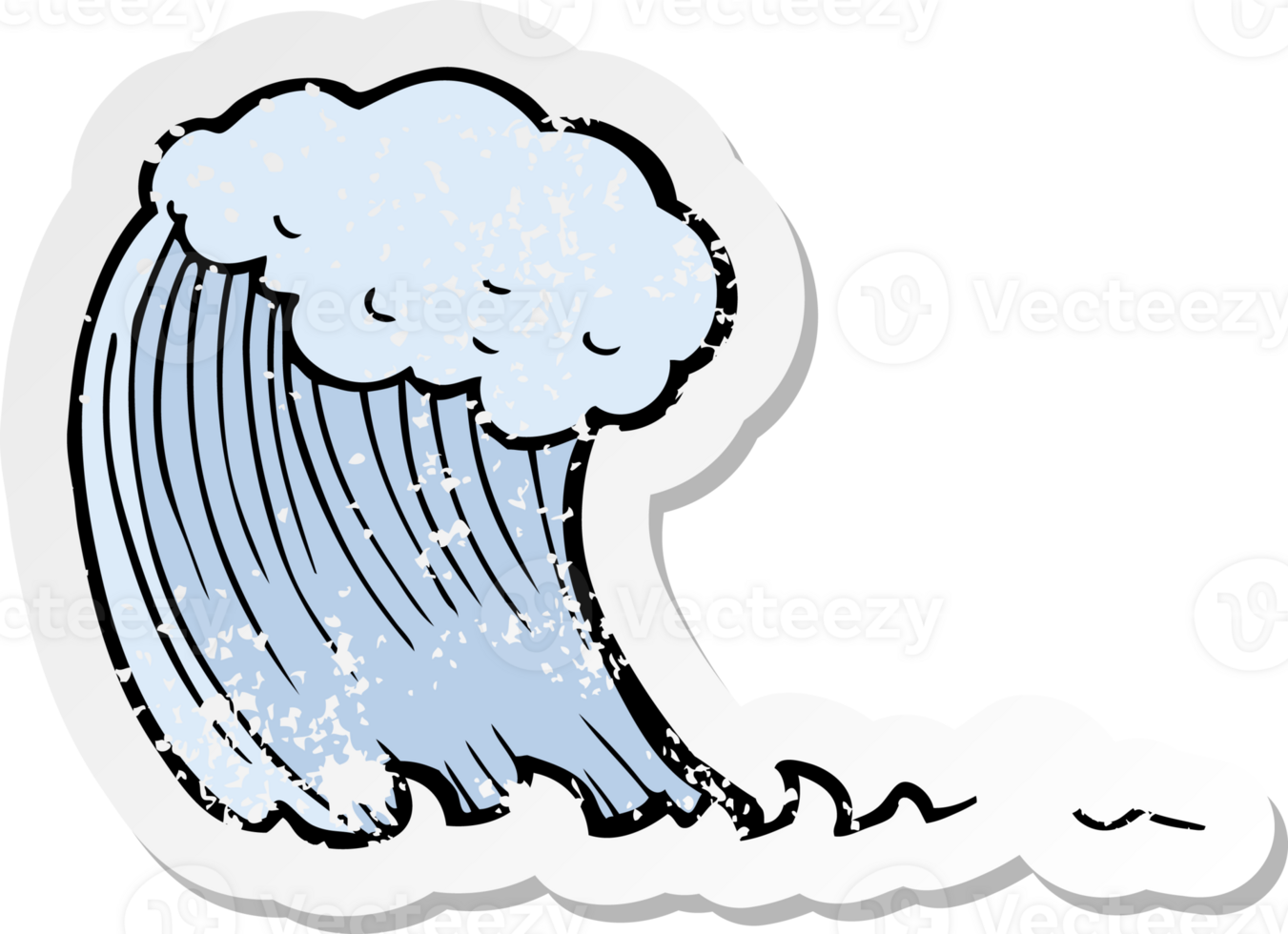 retro distressed sticker of a cartoon wave png